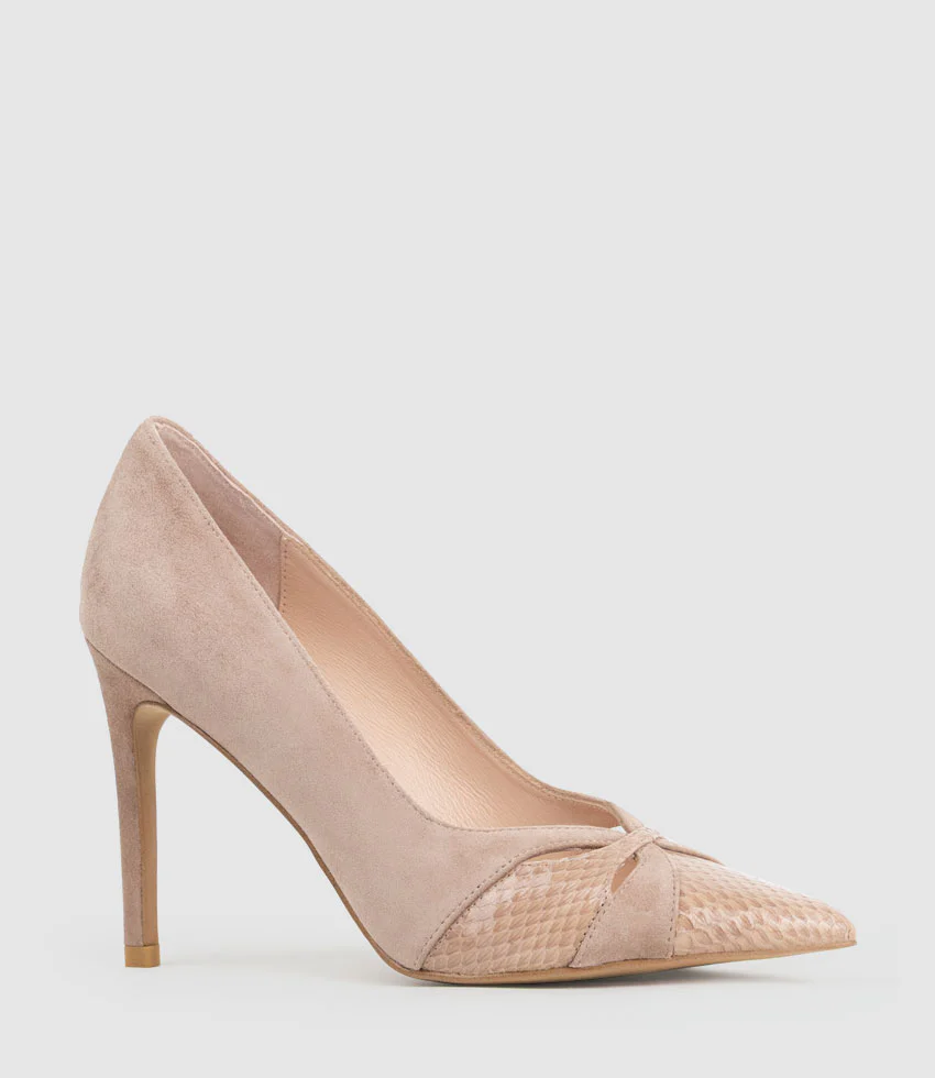ABIGAIL100 Combination Stiletto Pump in Nude Suede - Image 3