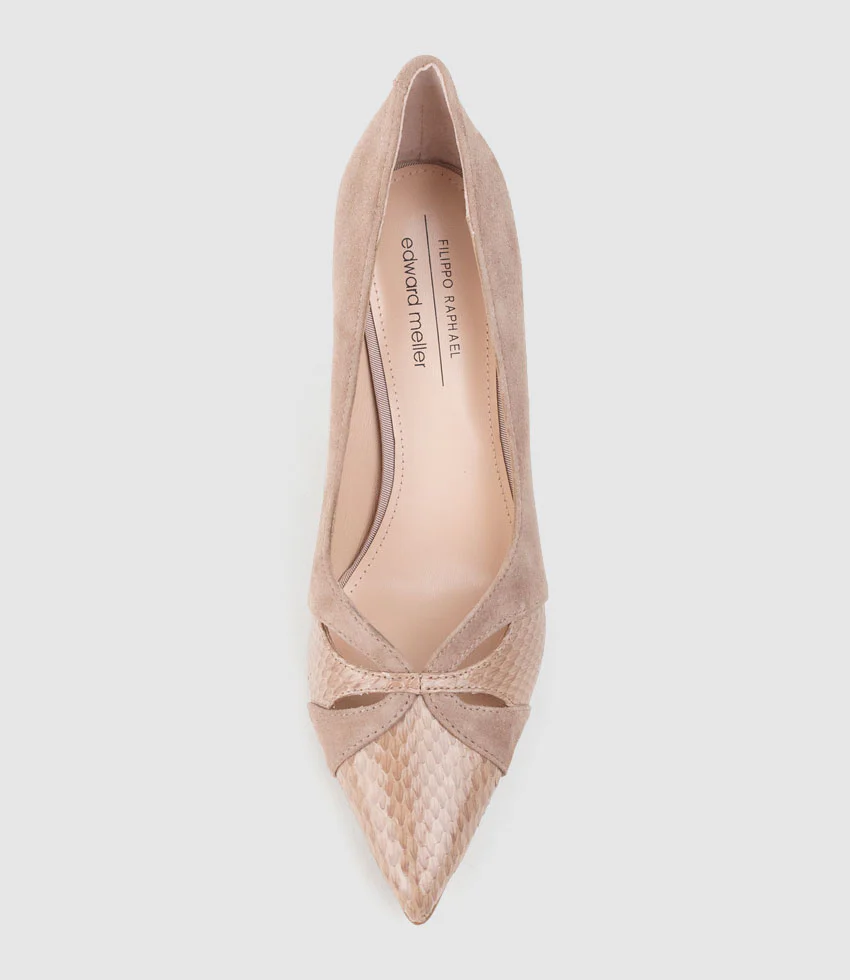ABIGAIL100 Combination Stiletto Pump in Nude Suede - Image 5