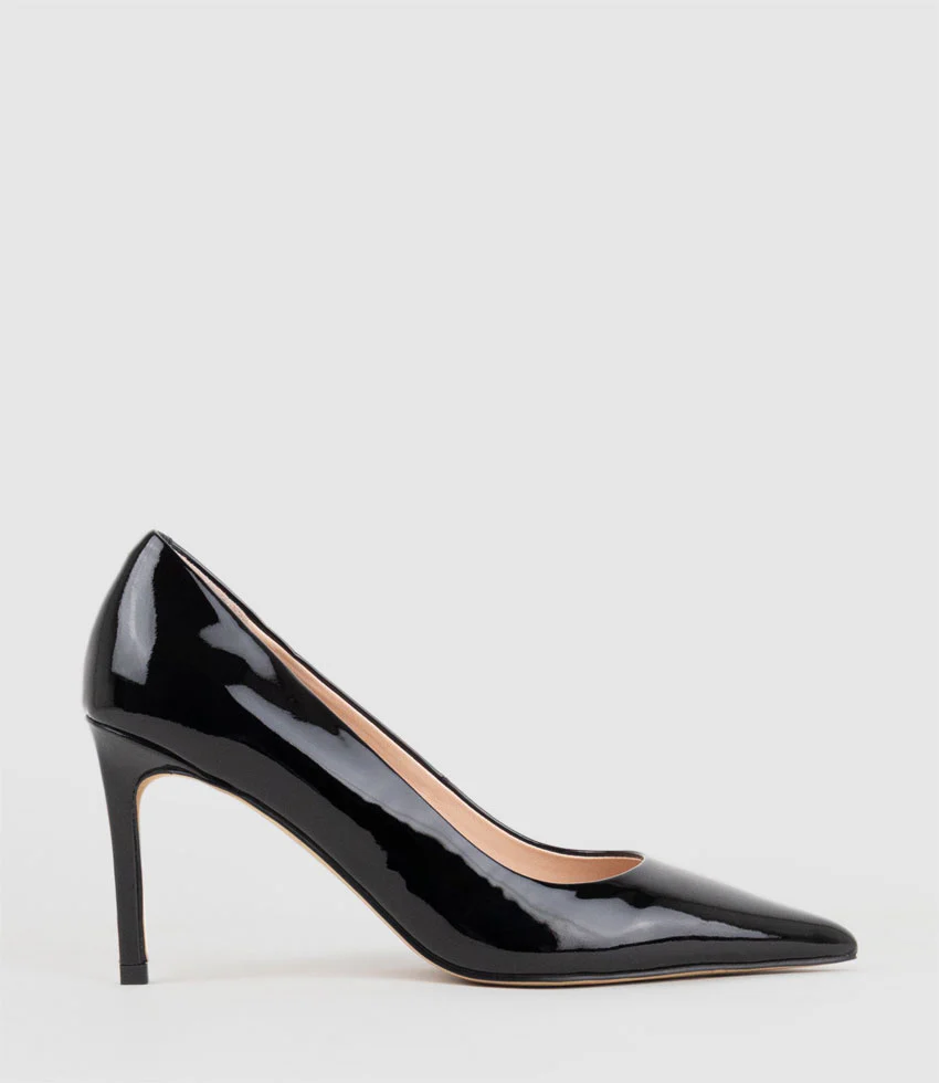 AISHA85 Pointed Pump in Black Patent