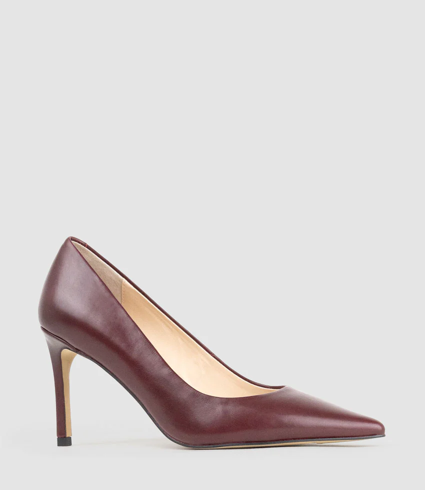 AISHA85 Pointed Pump in Claret Calf - Image 2