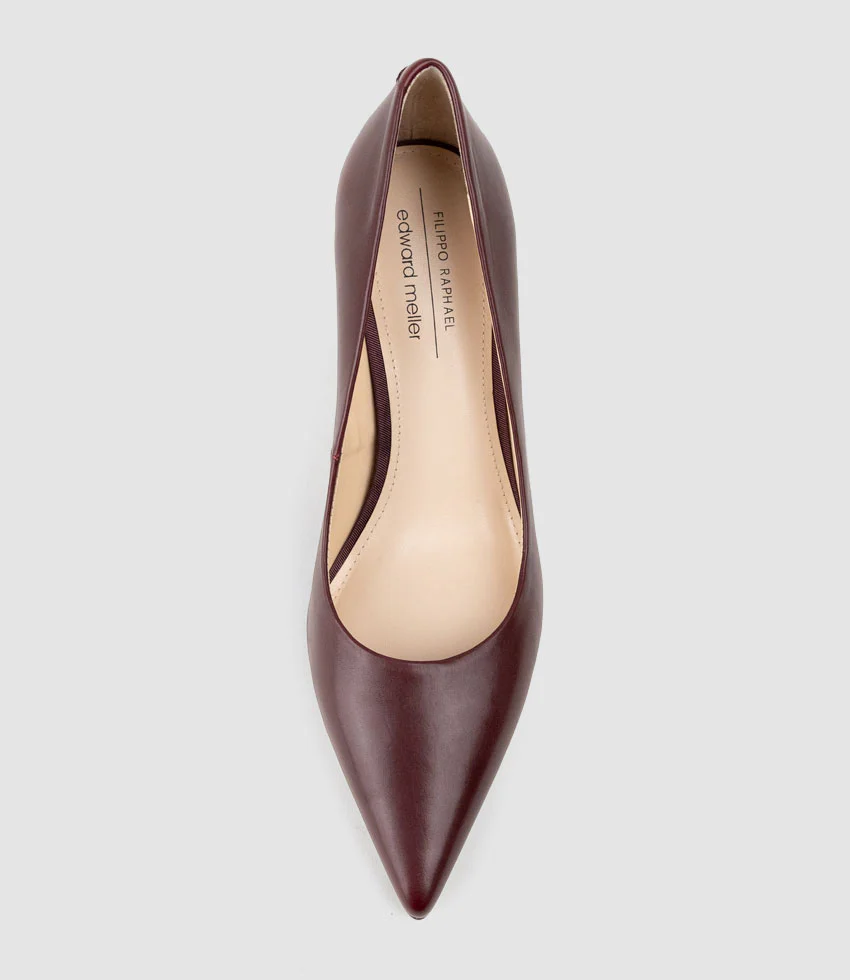 AISHA85 Pointed Pump in Claret Calf - Image 4