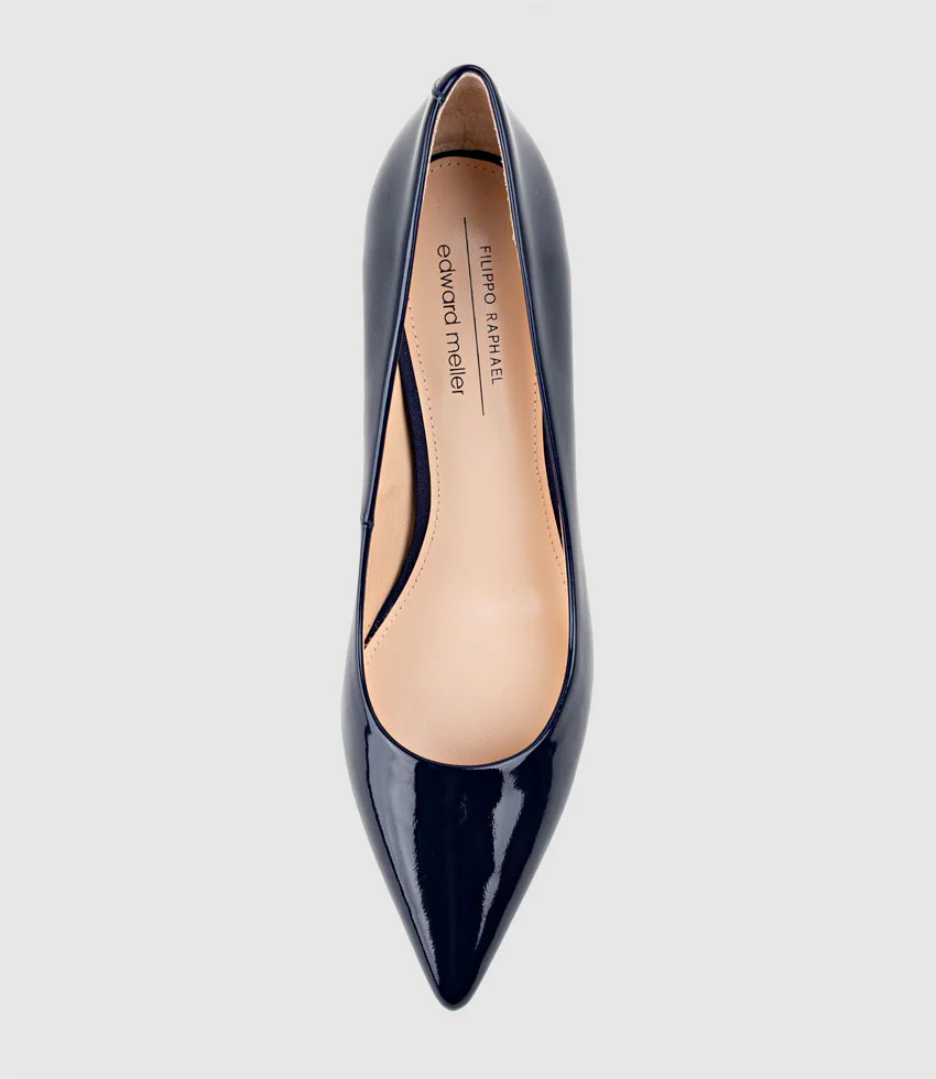AISHA85 Pointed Pump in Navy Patent - Image 4