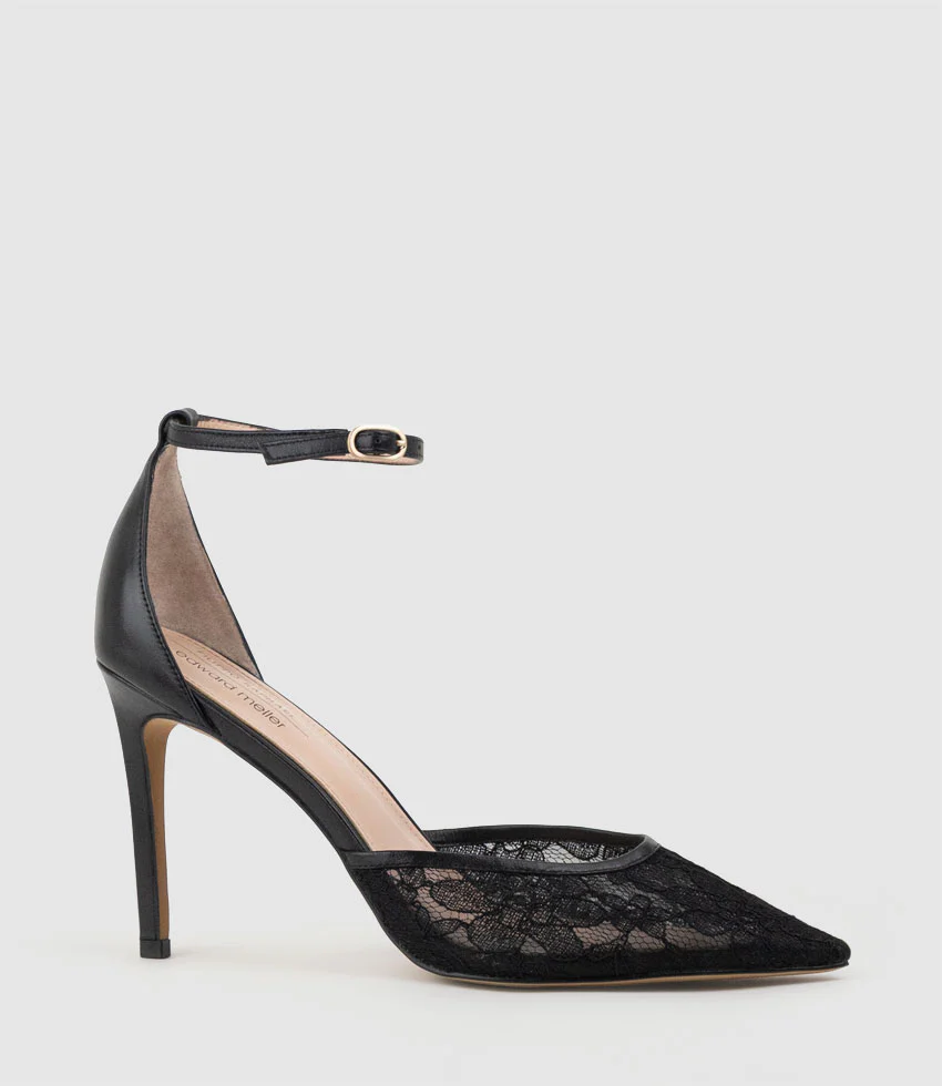 ALICE100 Stiletto Lace Pump in Black - Image 3