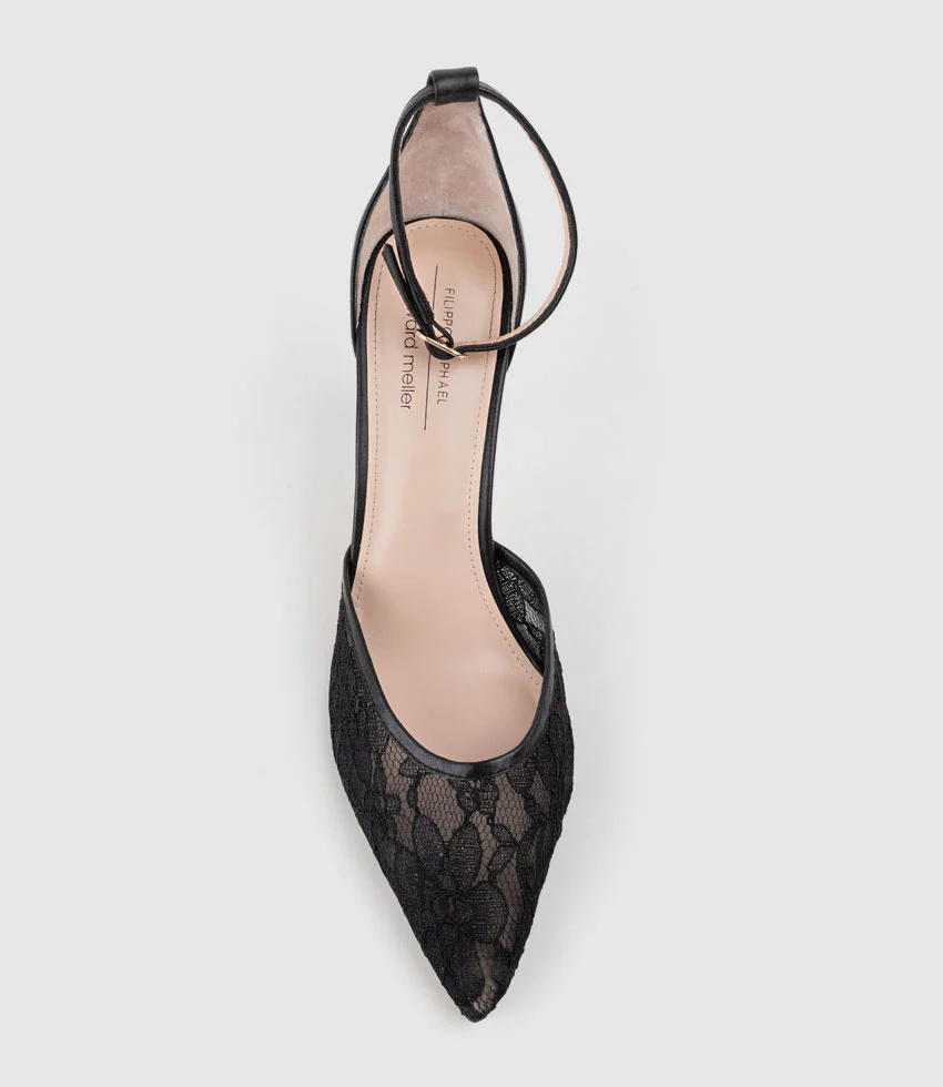 ALICE100 Stiletto Lace Pump in Black - Image 5