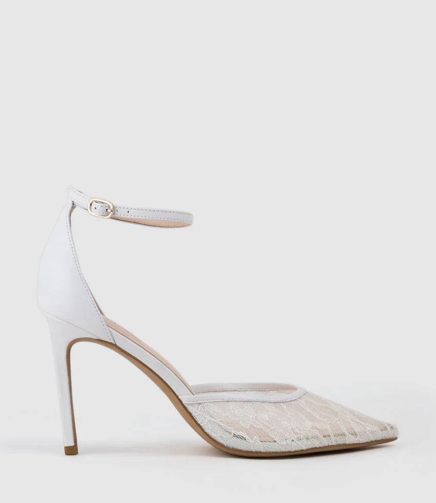 ALICE100 Stiletto Lace Pump in White