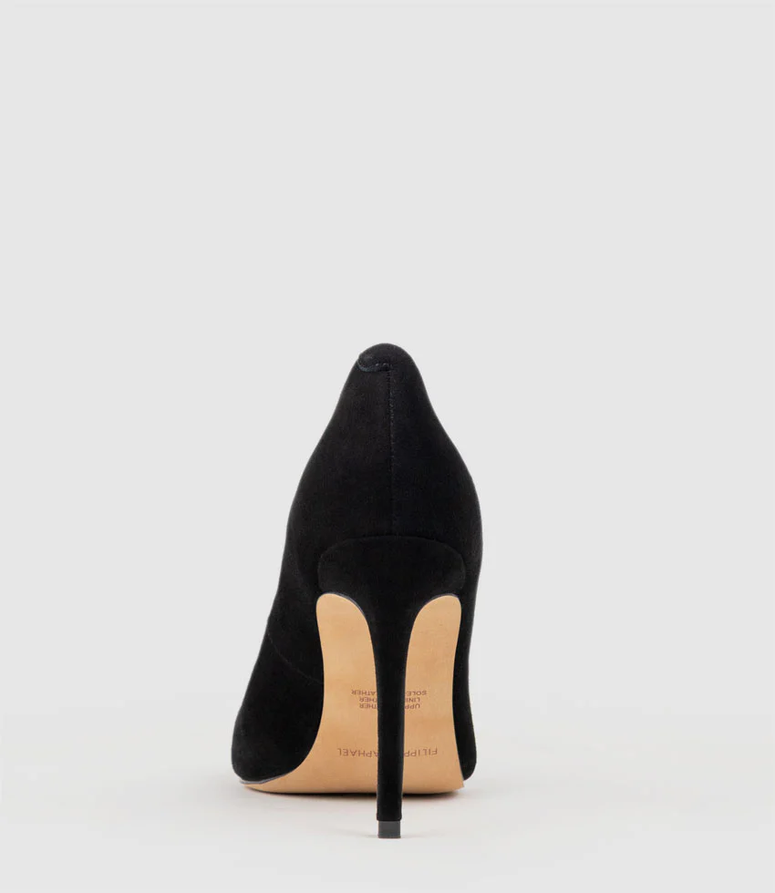 ALLEGRA100 Pointed Stiletto Pump in Black Suede - Image 5