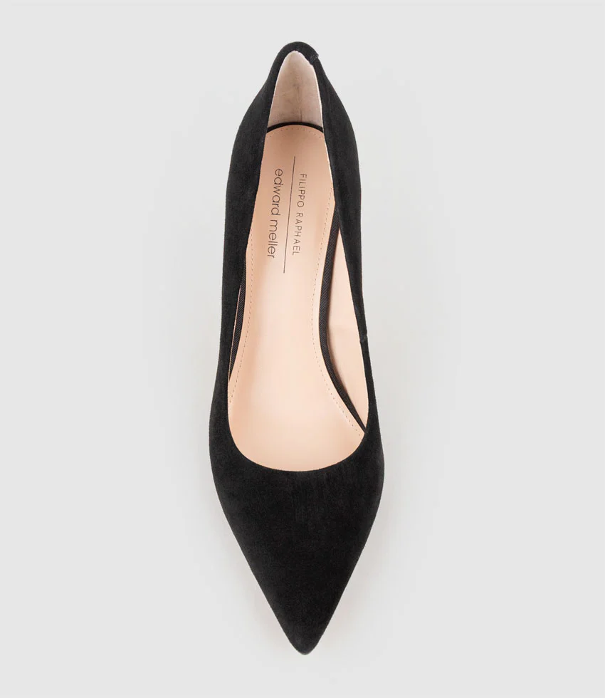 ALLEGRA100 Pointed Stiletto Pump in Black Suede - Image 6