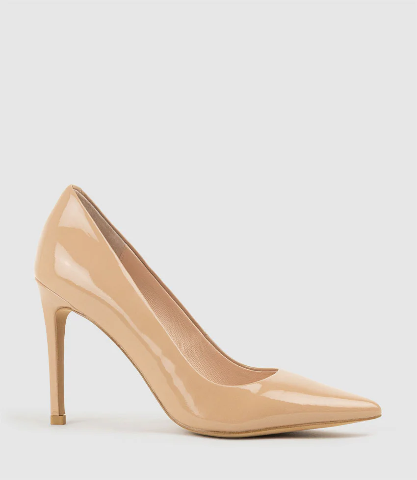 ALLEGRA100 Pointed Stiletto Pump in Nude Patent - Image 3
