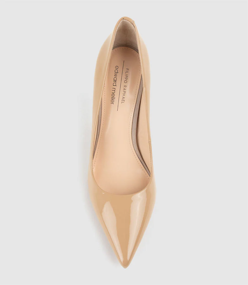 ALLEGRA100 Pointed Stiletto Pump in Nude Patent - Image 5