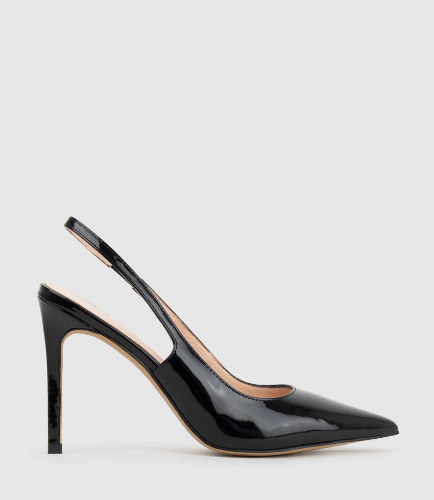 ANDREA100 Stiletto Slingback Pump in Black Patent