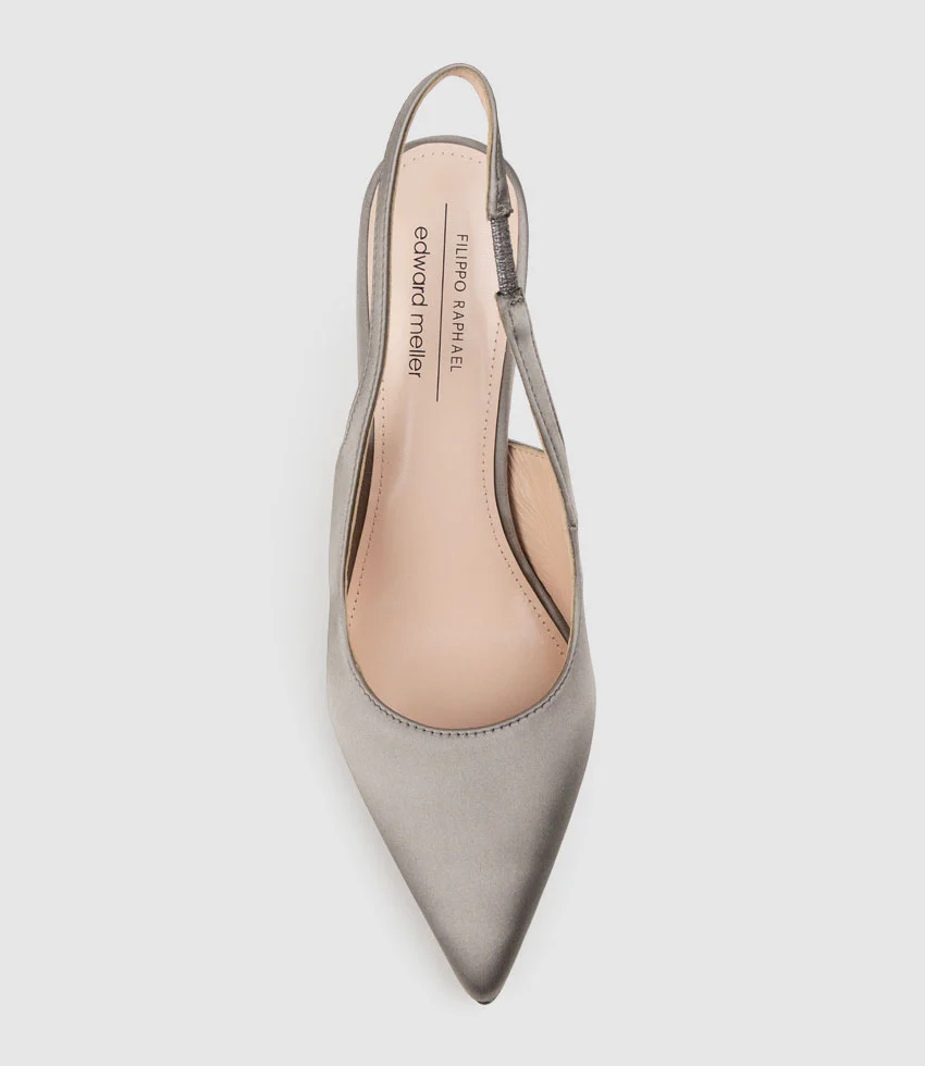 ANDREA100 Stiletto Slingback Pump in Pewter Silk - Image 4