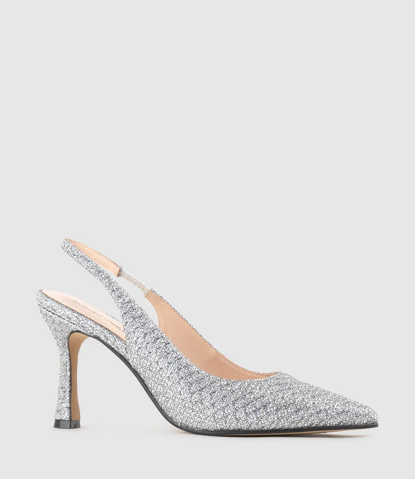 ARILLA85 Slingback Pump in Silver Metallic Fabric - Image 3