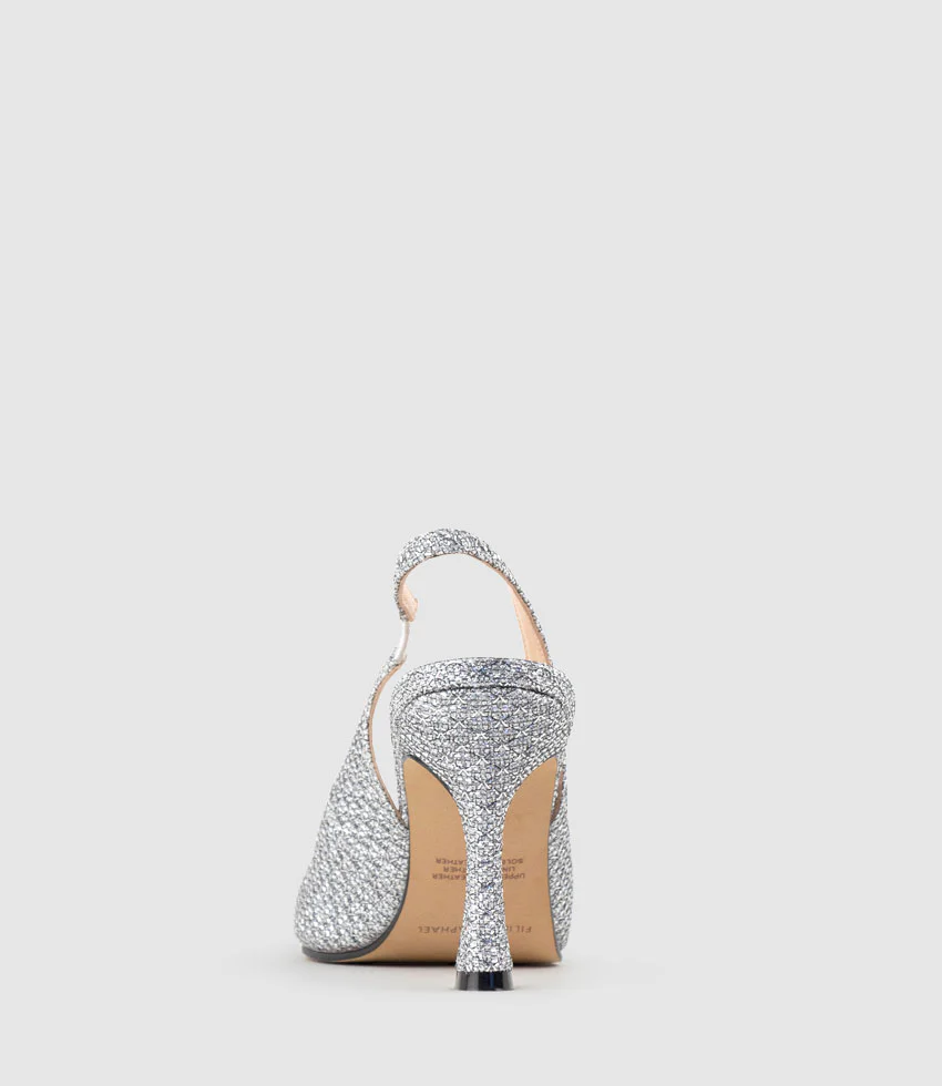 ARILLA85 Slingback Pump in Silver Metallic Fabric - Image 4