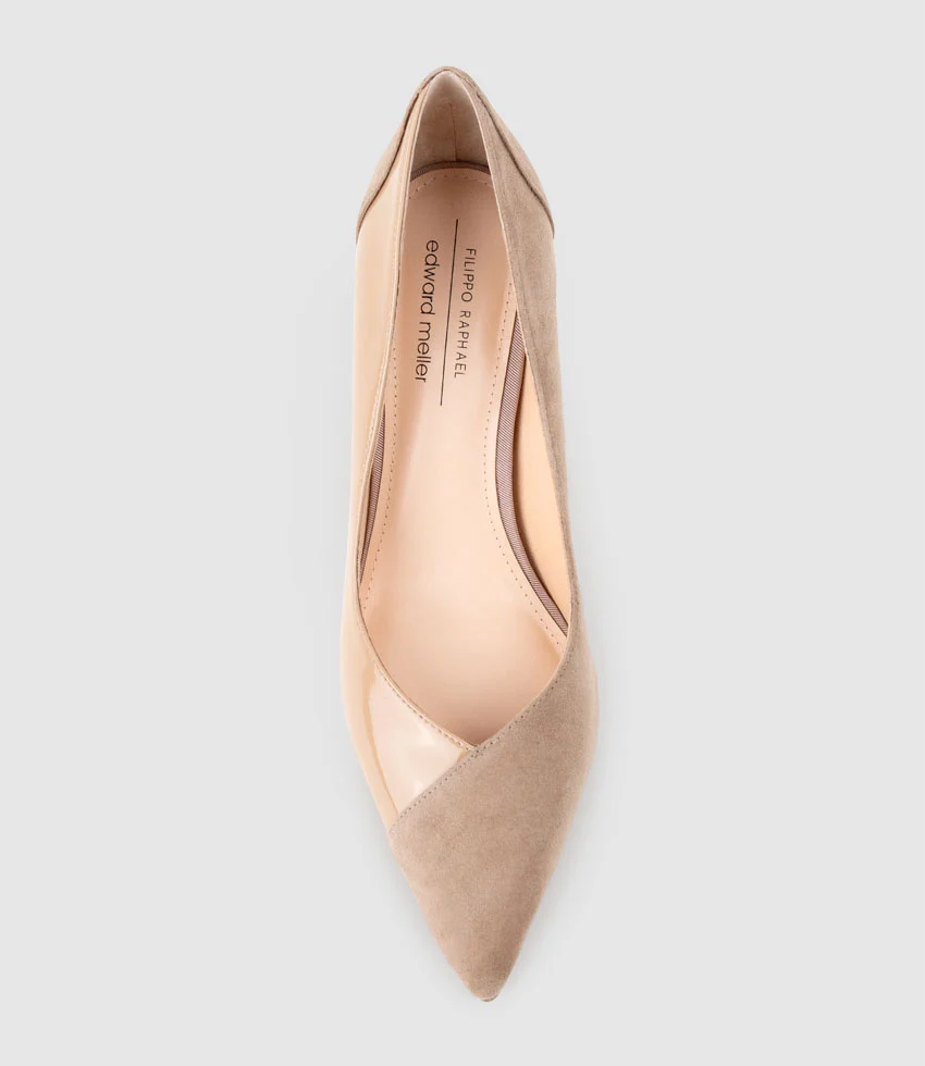 ATIYA85 Mixed Material Pump in Nude Suede - Image 4
