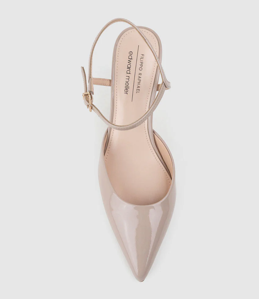 ATTICUS85 Open Waist Pump with Ankle Strap in Blush Patent - Image 4