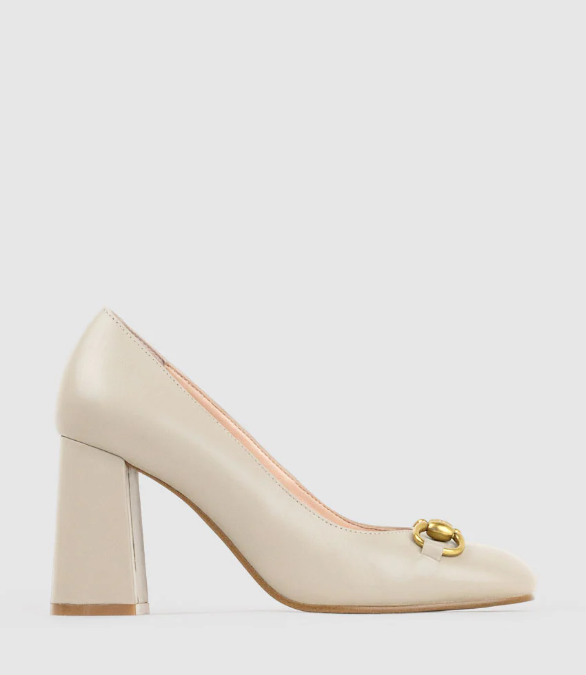 BAILEY85 Block Heel Pump with Trim in Ash Calf