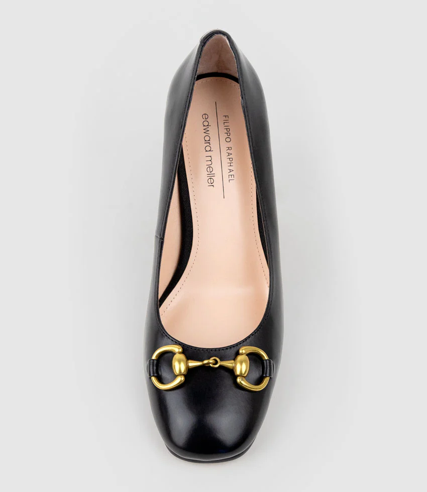 BAILEY85 Block Heel Pump with Trim in Black Calf - Image 6
