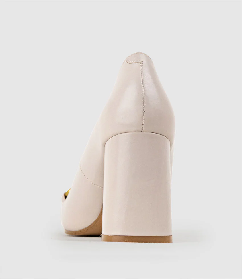 BAILEY85 Block Heel Pump with Trim in Blush Calf - Image 3