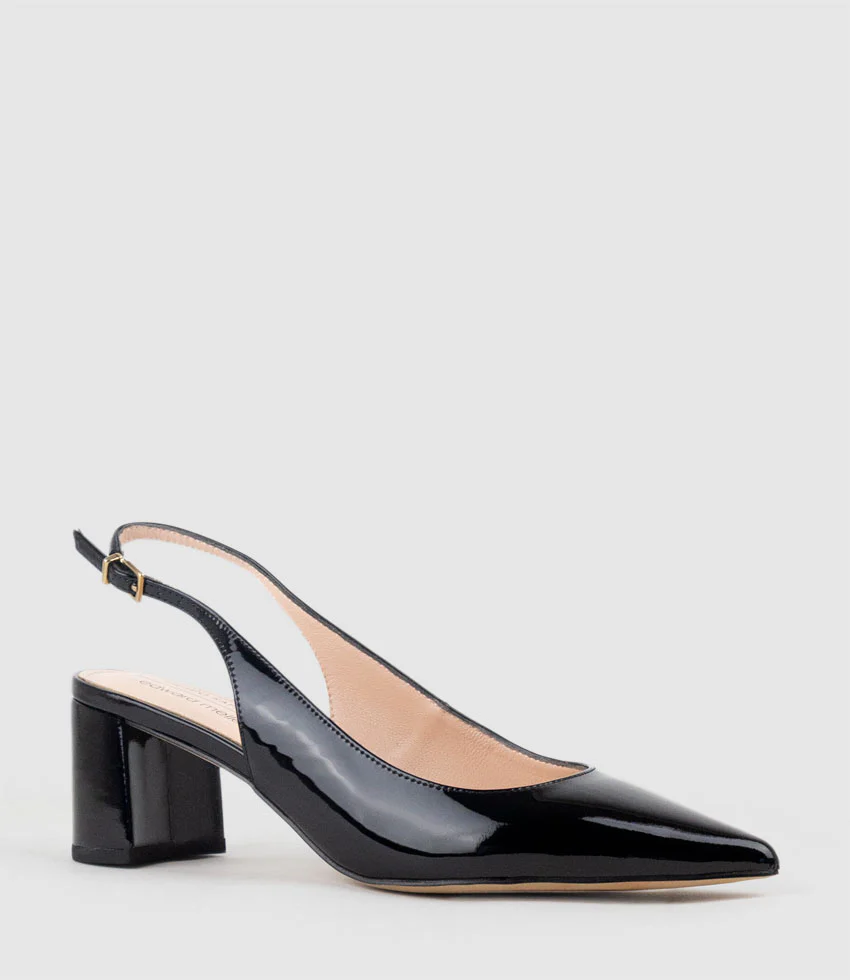 BARI55 Block Heel Slingback Pump in Black Patent - Image 3