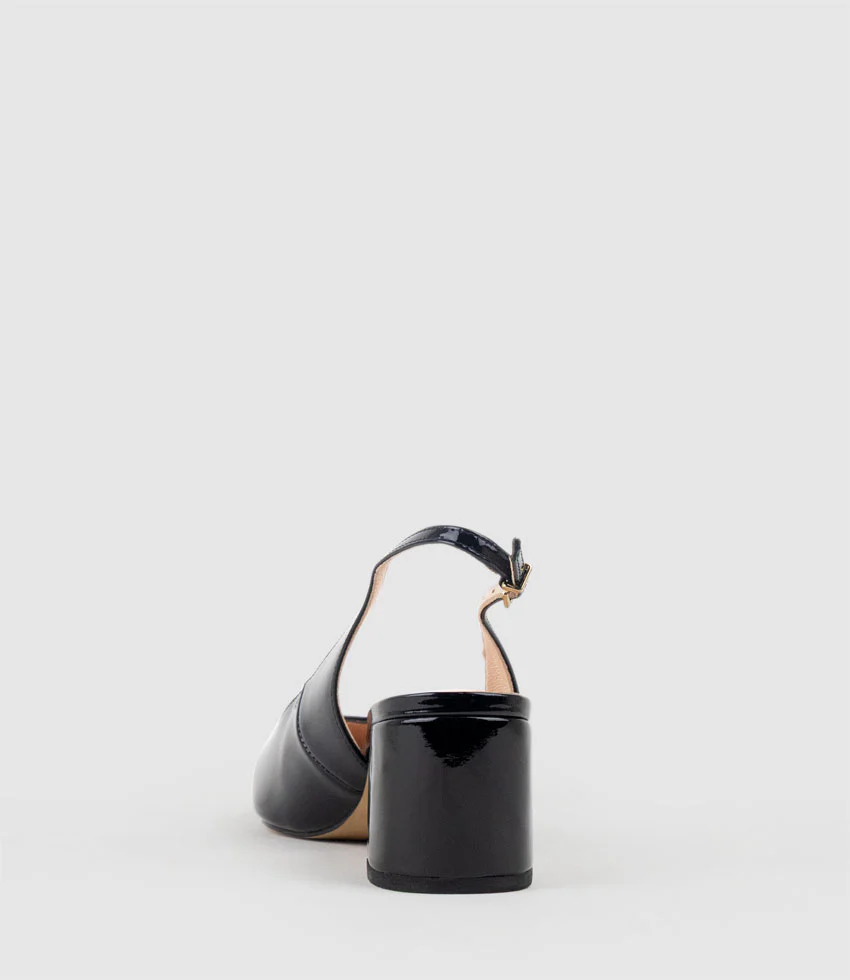 BARI55 Block Heel Slingback Pump in Black Patent - Image 4