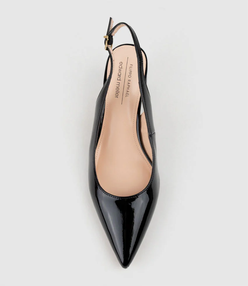 BARI55 Block Heel Slingback Pump in Black Patent - Image 5