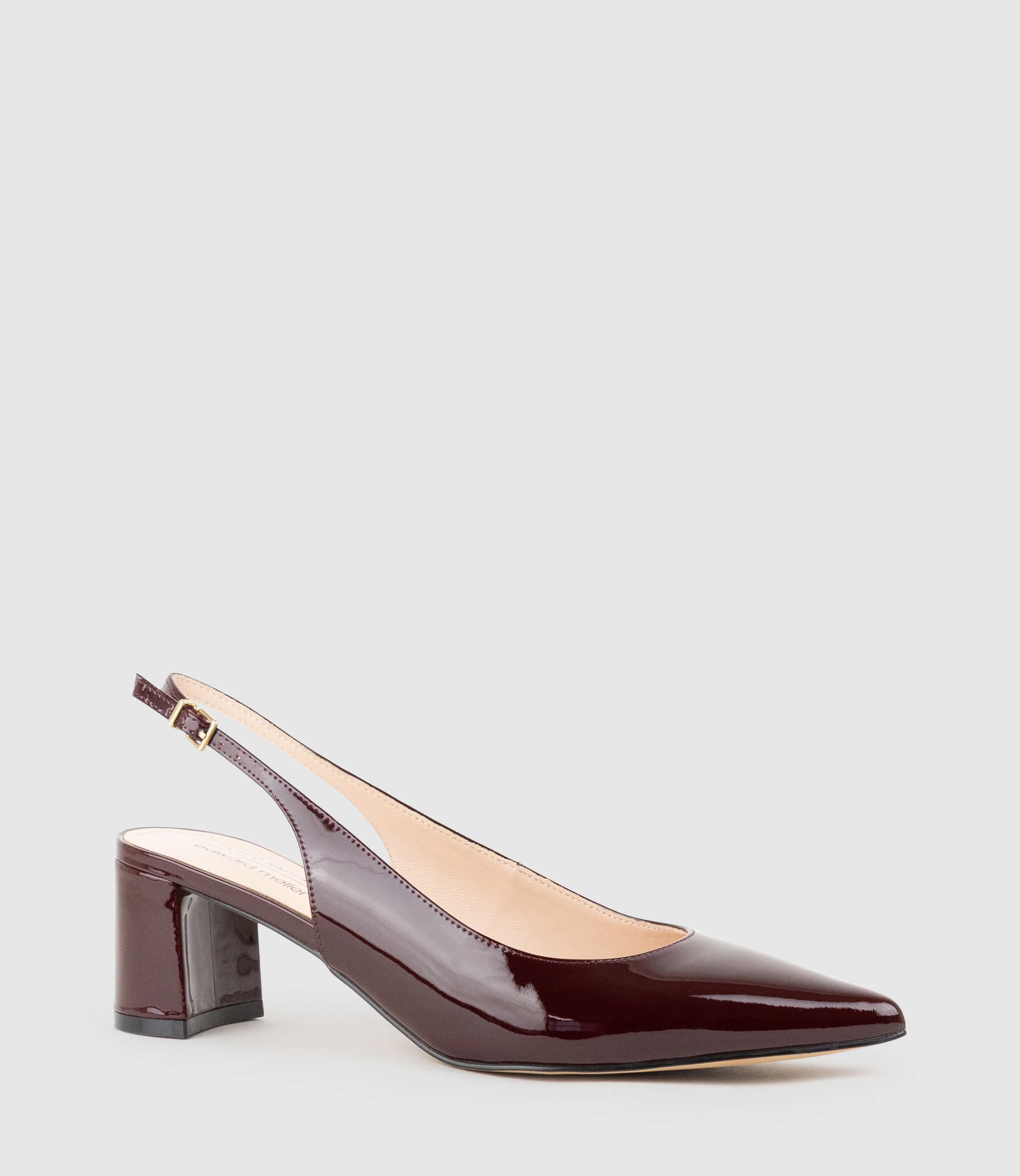 BARI55 Block Heel Slingback Pump in Wine Patent - Image 3