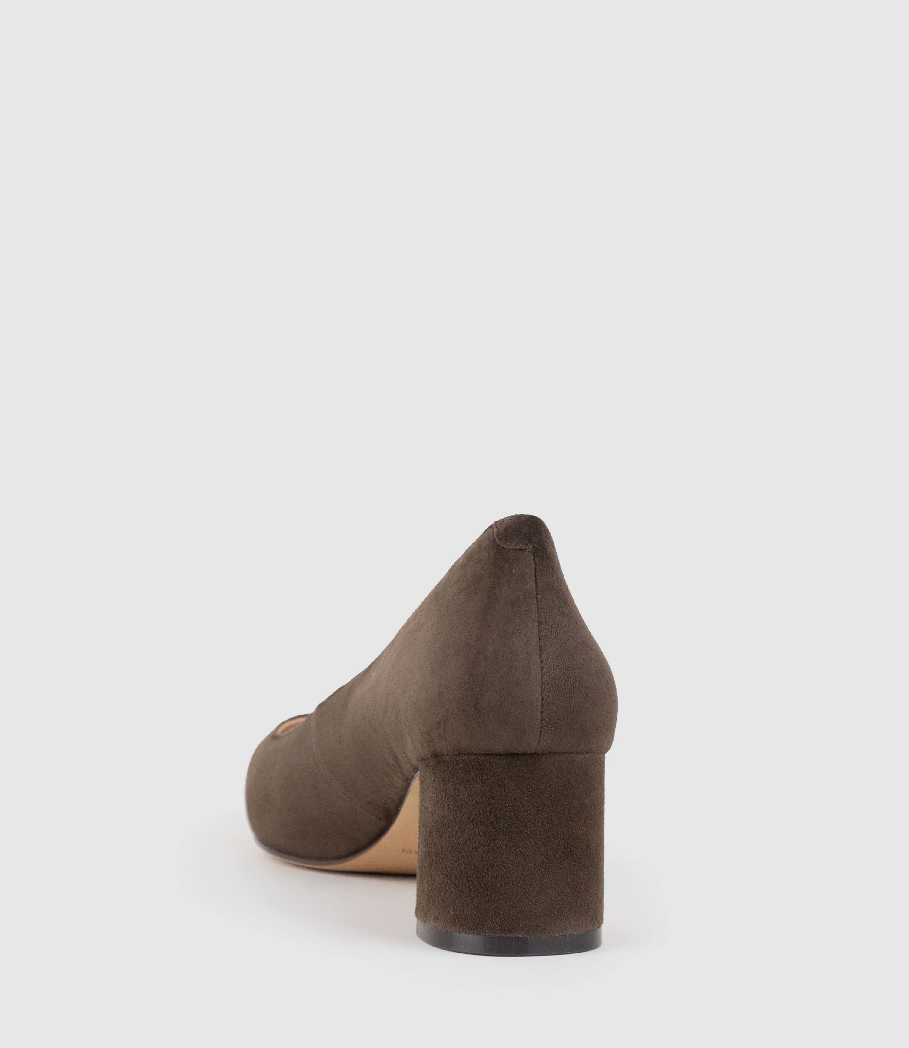 BETA55 Block Heel Pump in Chocolate Suede - Image 3