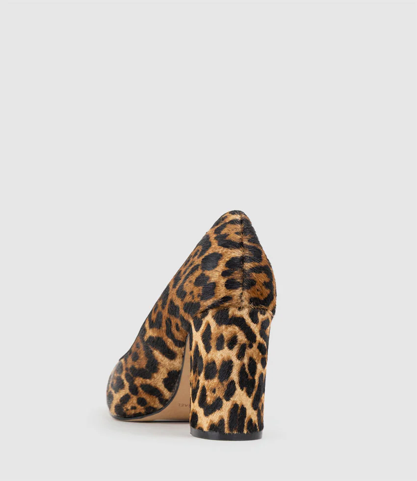 BRYNLEY85 Block Heel Pointed Pump in Leopard Calf Hair - Image 4