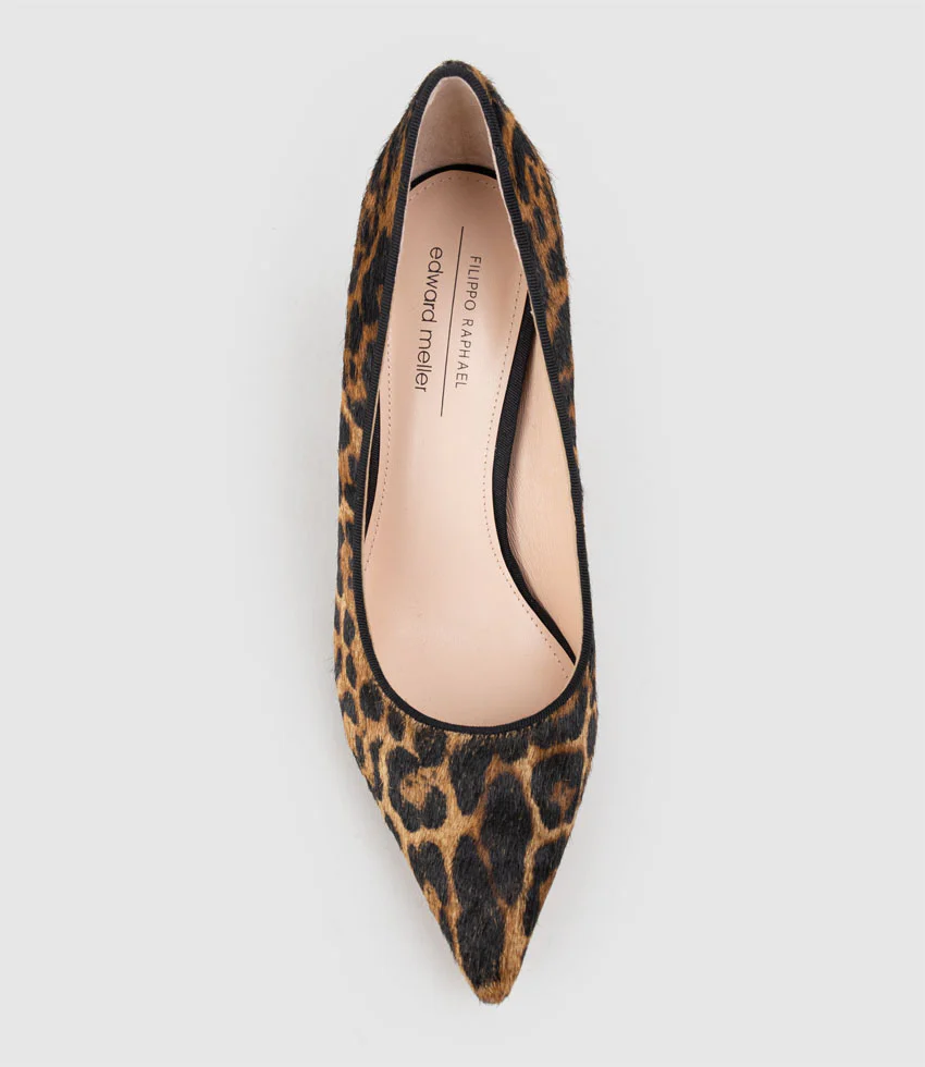 BRYNLEY85 Block Heel Pointed Pump in Leopard Calf Hair - Image 5