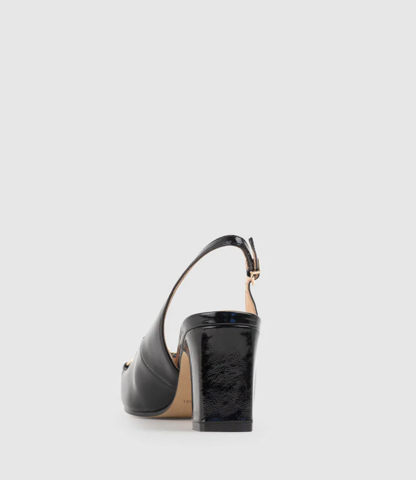 CAMILLE65 Slingback Pump with Trim in Black Crinkle Patent - Image 3
