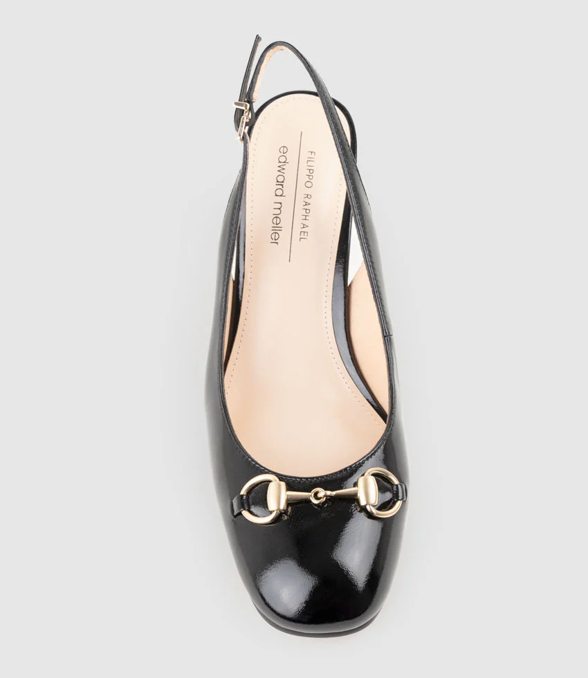 CAMILLE65 Slingback Pump with Trim in Black Crinkle Patent - Image 4