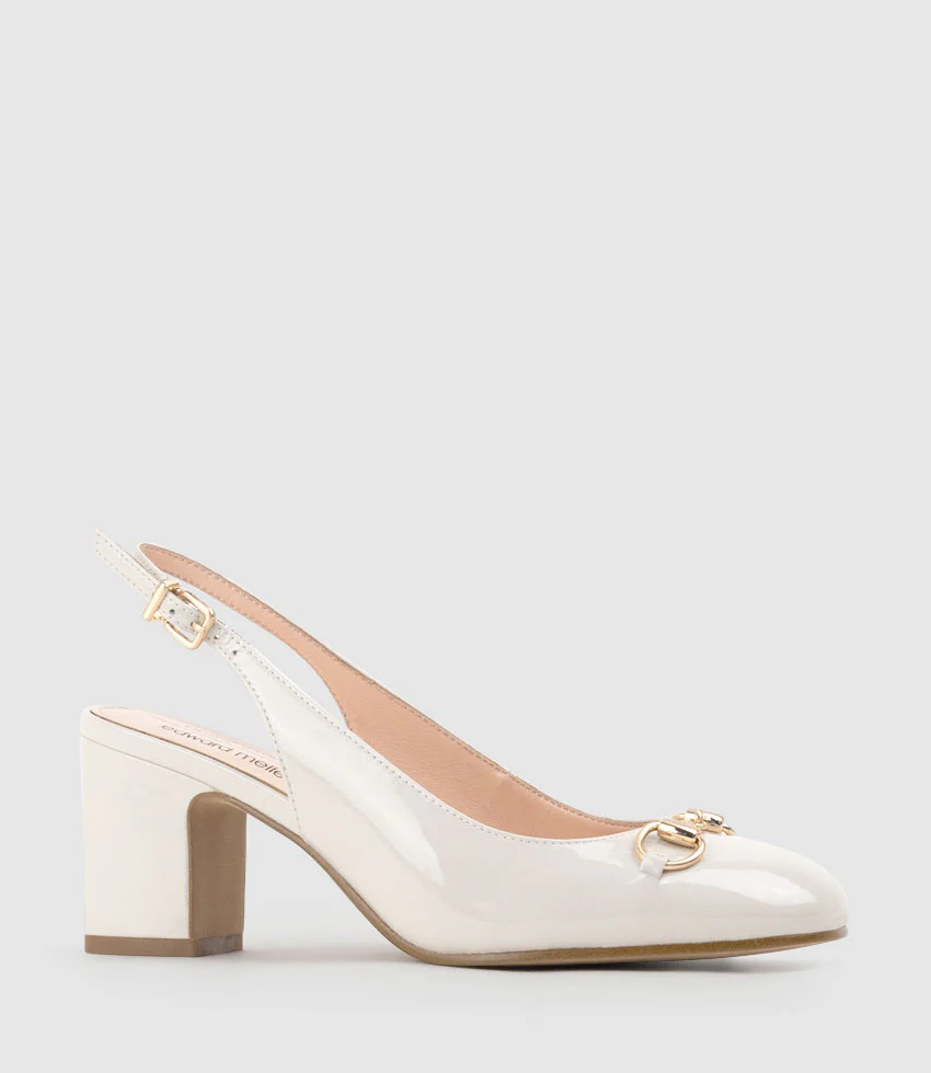 CAMILLE65 Slingback Pump with Trim in Bone Patent - Image 3