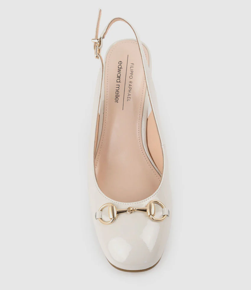 CAMILLE65 Slingback Pump with Trim in Bone Patent - Image 5