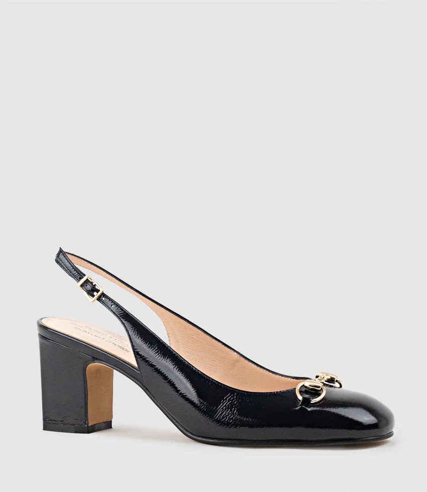 CAMILLE65 Slingback Pump with Trim in Navy Patent - Image 2