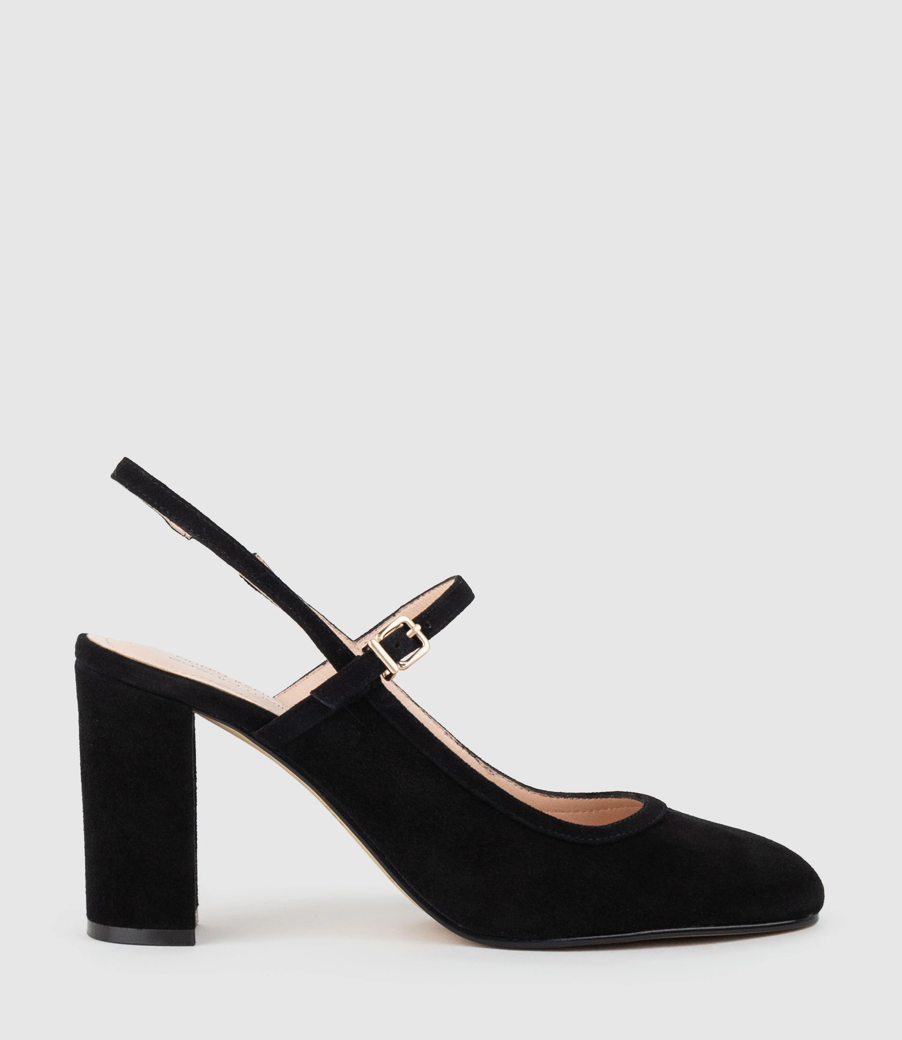 CECELIA85 Block Heel Slingback Pump in Black Suede