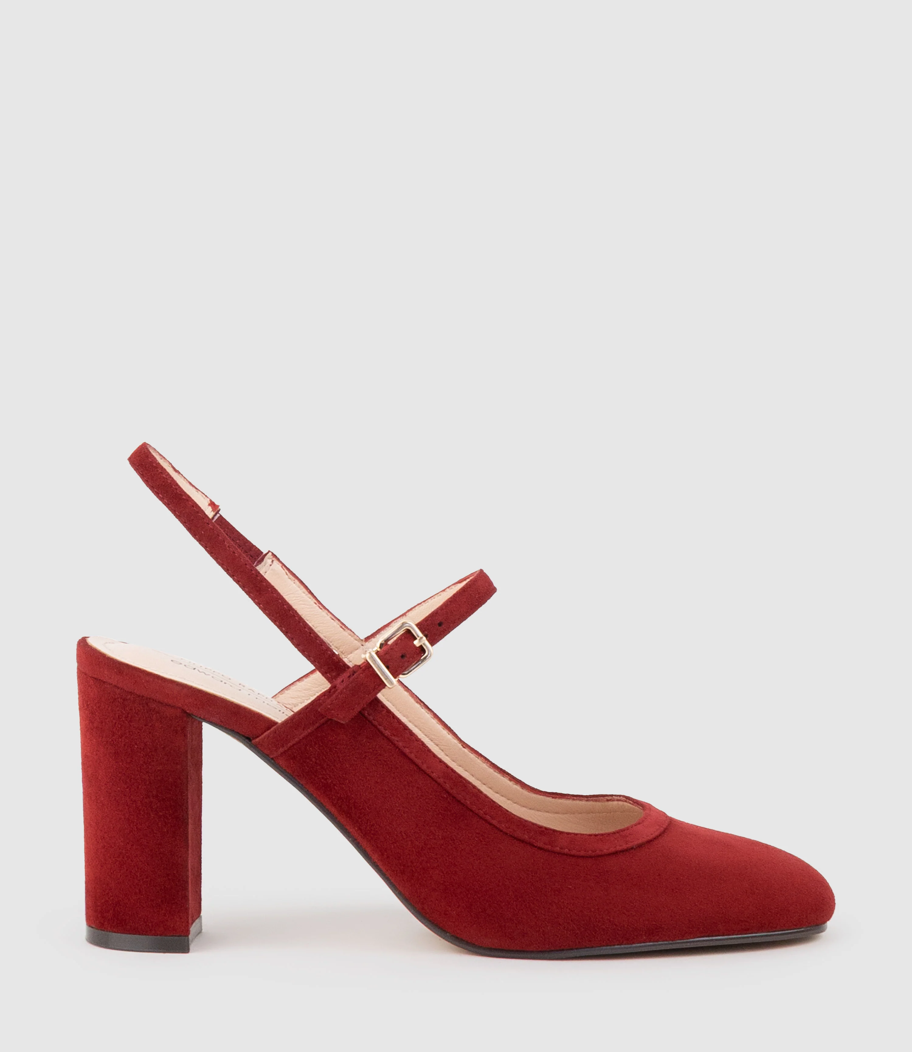 CECELIA85 Block Heel Slingback Pump in Ruby Suede