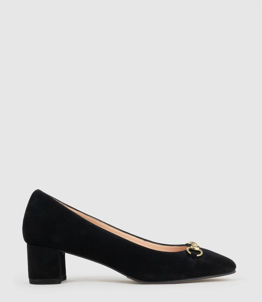 CELESTE45 Pump with Trim in Black Suede