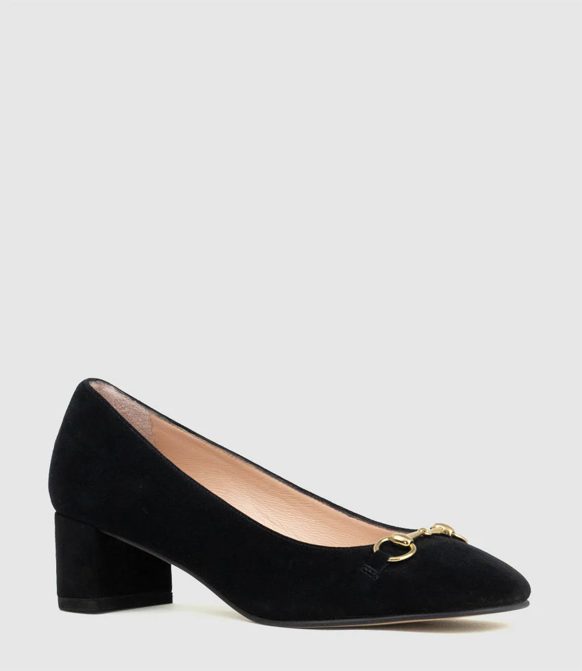 CELESTE45 Pump with Trim in Black Suede - Image 2