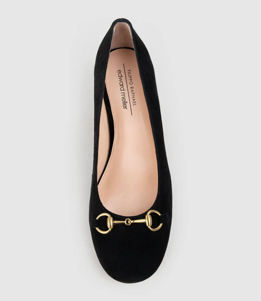 CELESTE45 Pump with Trim in Black Suede - Image 4