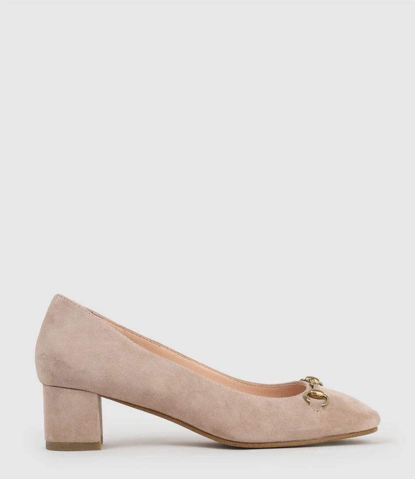 CELESTE45 Pump with Trim in Nude Suede