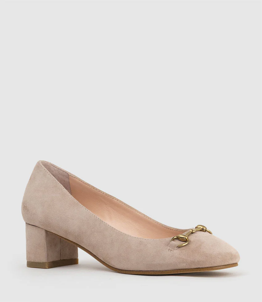 CELESTE45 Pump with Trim in Nude Suede - Image 2