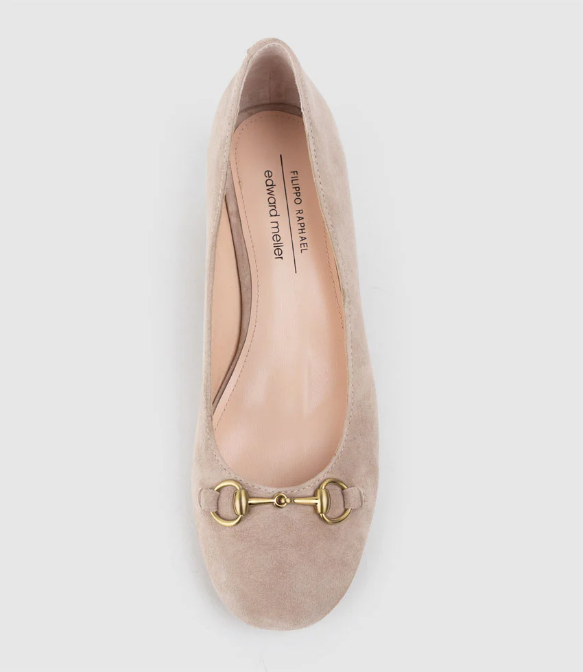 CELESTE45 Pump with Trim in Nude Suede - Image 4