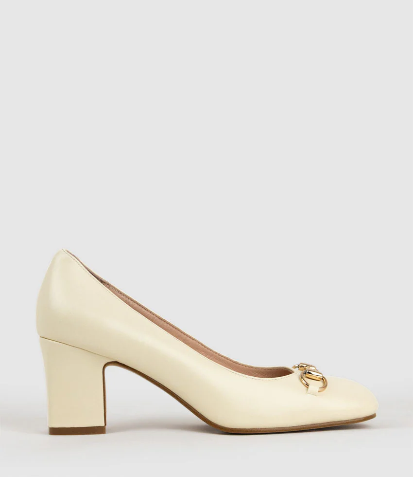 CHANELLE65 Pump with Trim in Offwhite Calf
