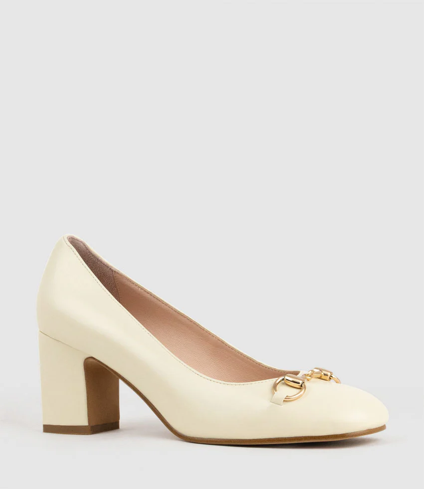CHANELLE65 Pump with Trim in Offwhite Calf - Image 2