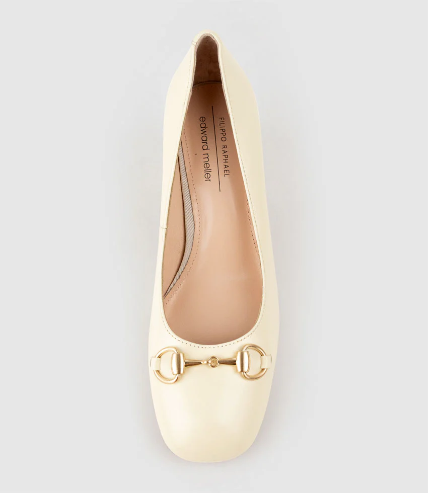 CHANELLE65 Pump with Trim in Offwhite Calf - Image 4