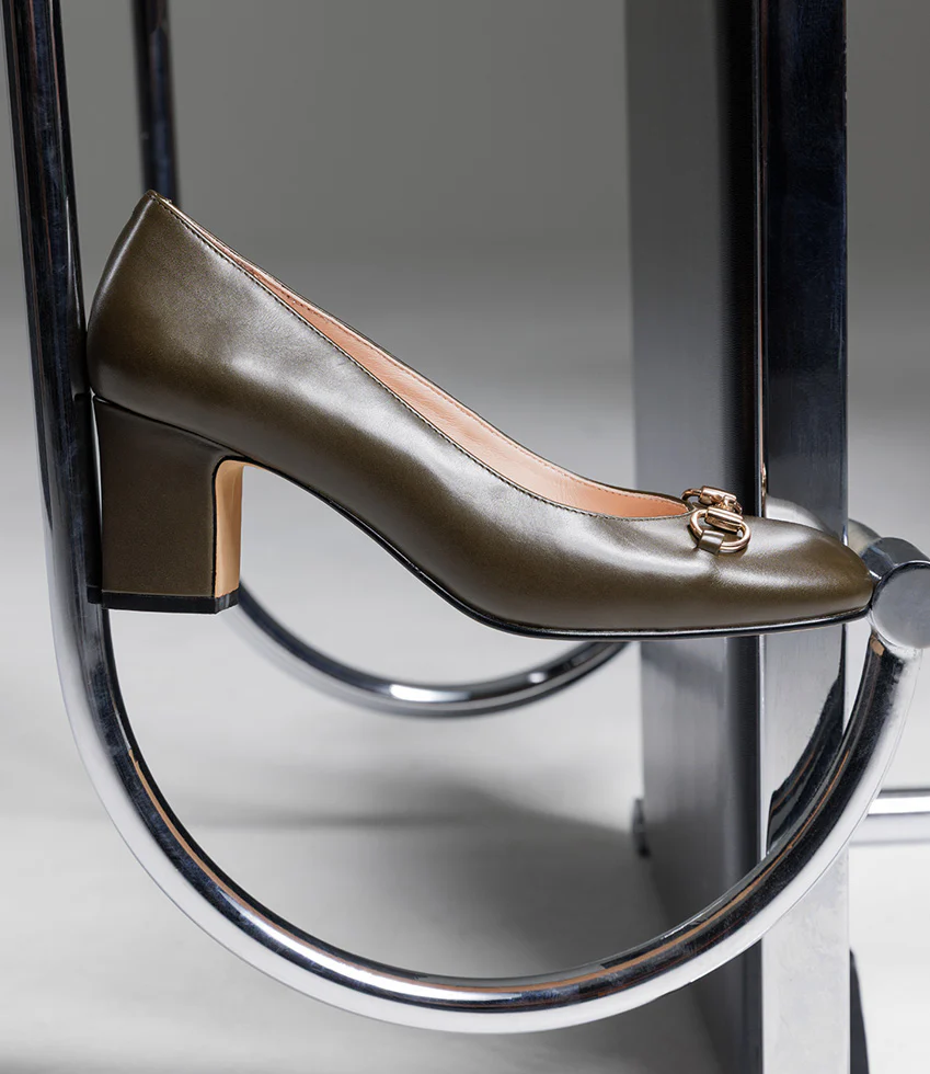 CHANELLE65 Pump with Trim in Olive Calf - Image 2