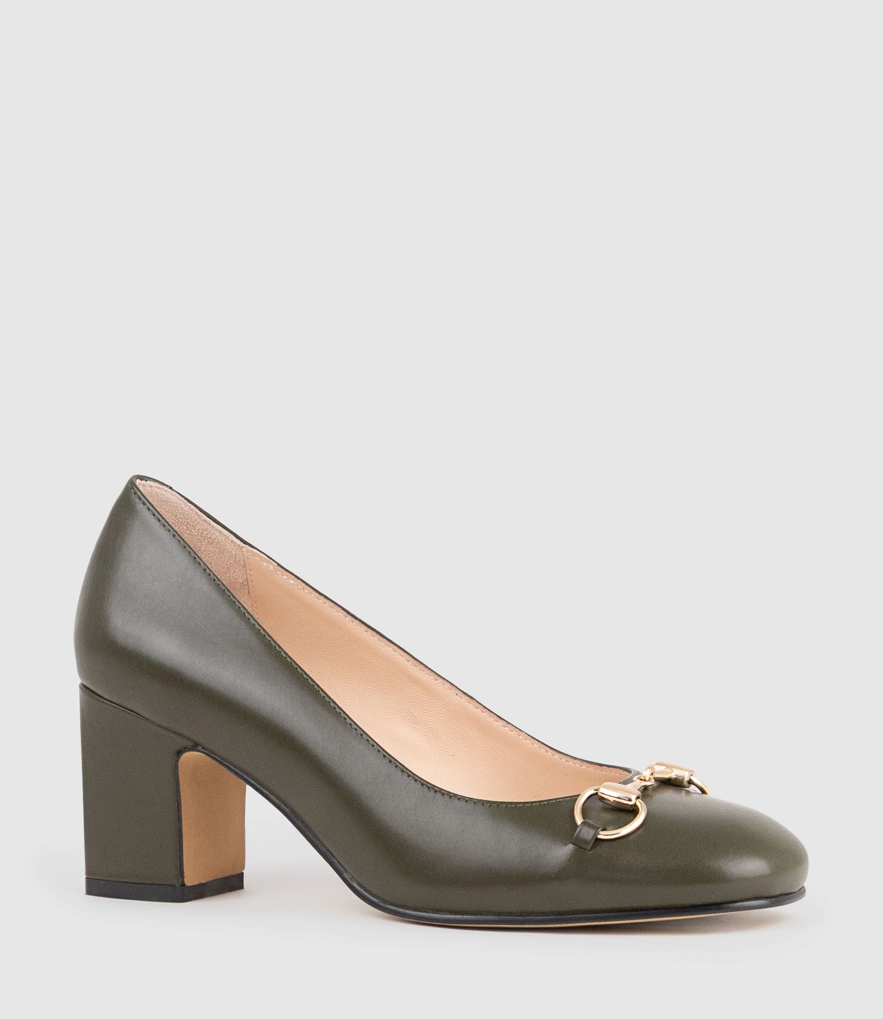 CHANELLE65 Pump with Trim in Olive Calf - Image 3