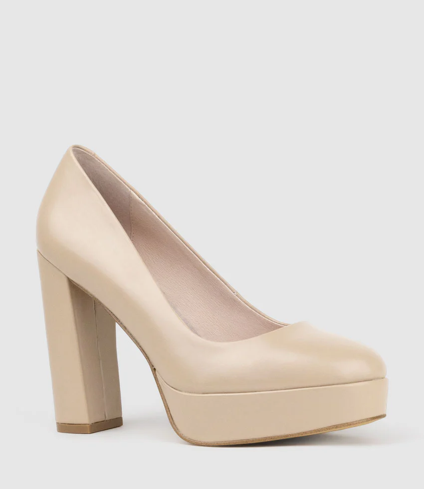 CHILLI110 Platform Pump in Nude Baby Calf - Image 3