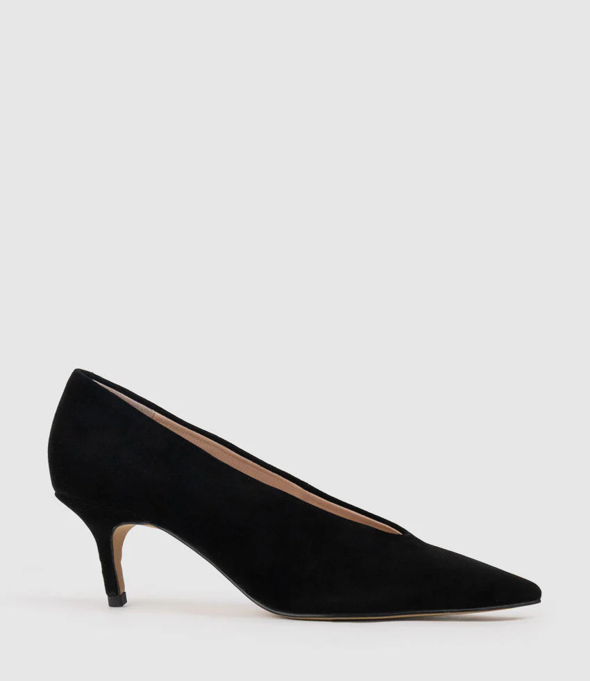 CORA60 Choked Pointed Pump in Black Suede - Image 3