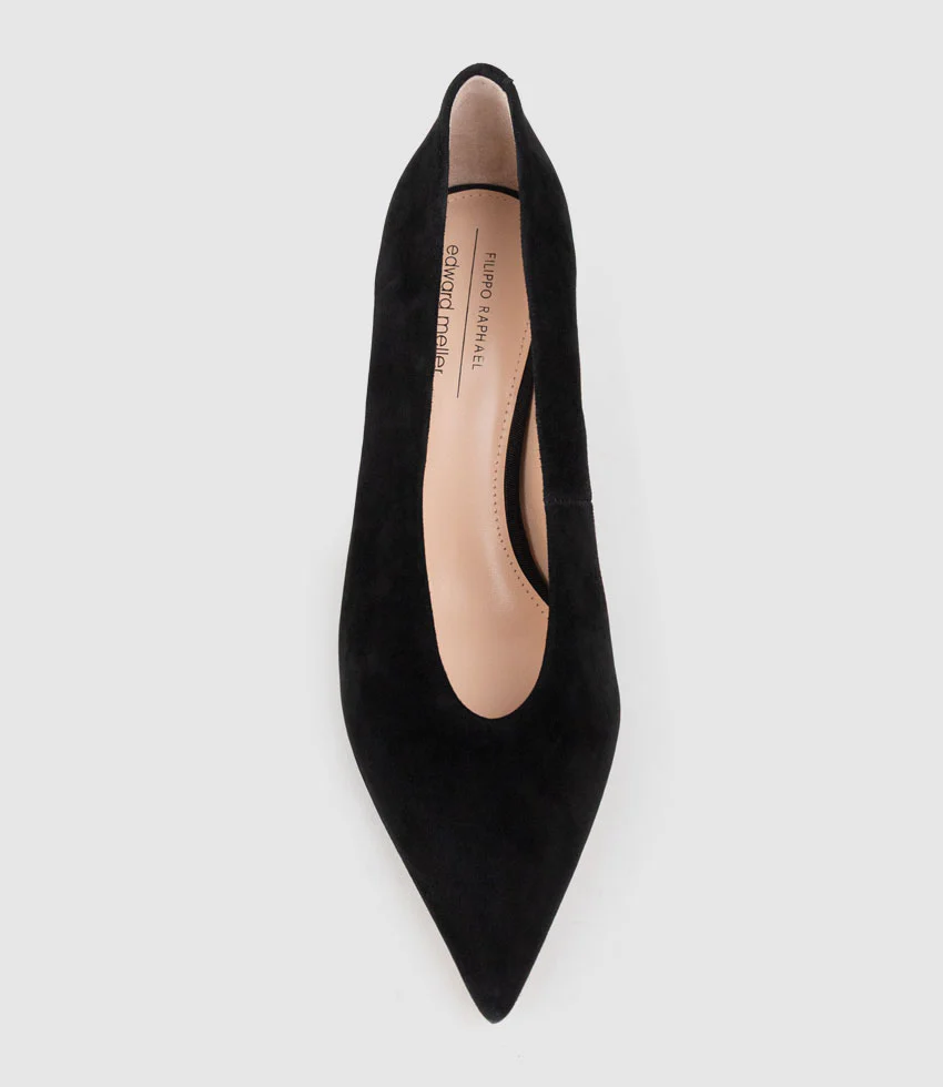 CORA60 Choked Pointed Pump in Black Suede - Image 5